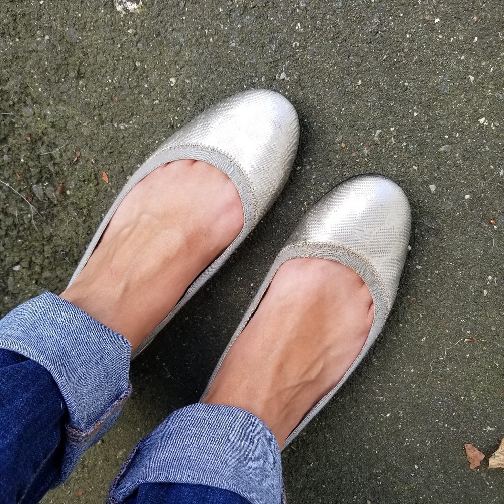 Gucci Silver Imprimé Ballet Flat - Picture 2 of 8